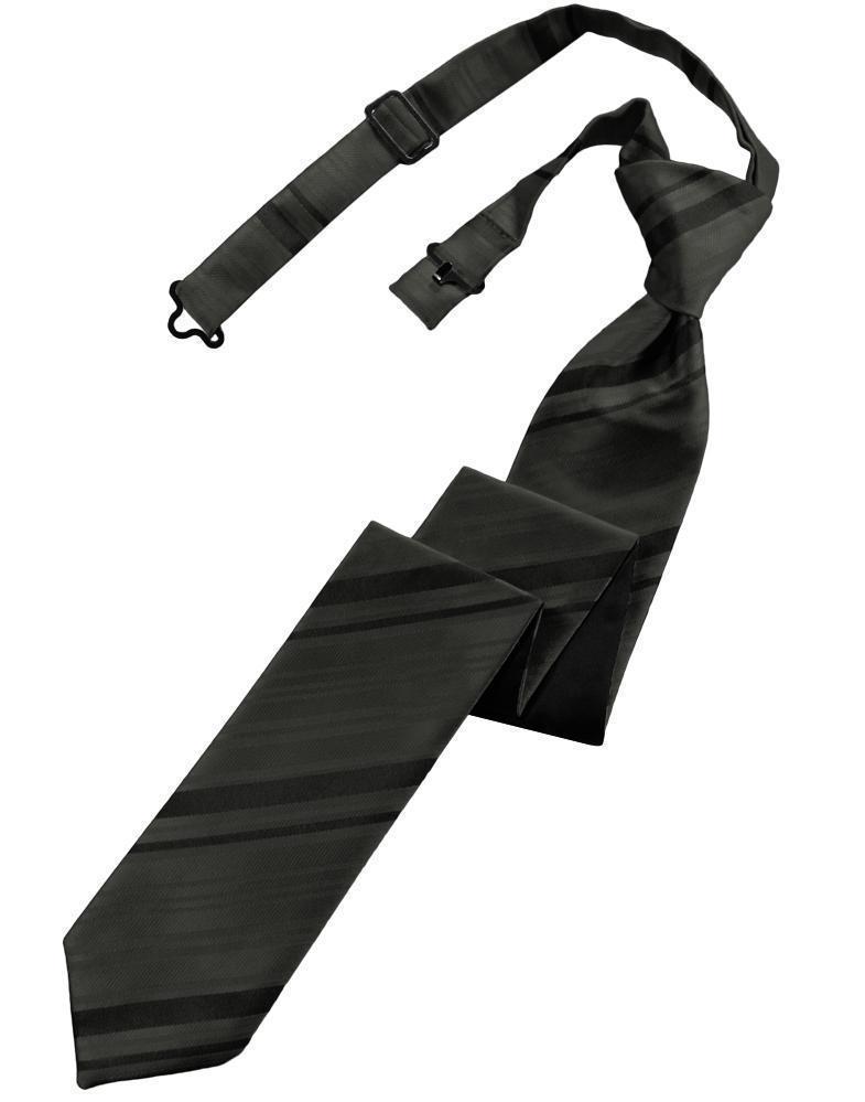 Striped Satin Skinny Necktie Pre-Tie